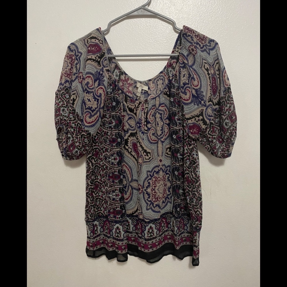 Joie 100% Silk Boho Paisley Print Blouse Size S